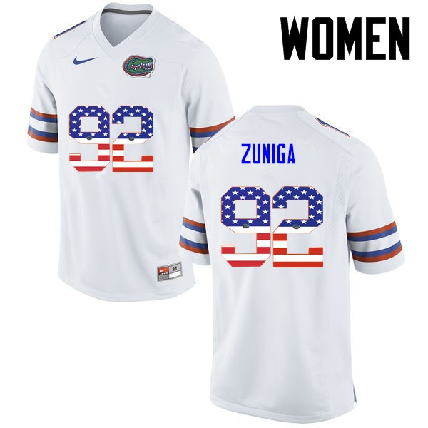 Florida Gators Women #92 Jabari Zuniga College Football Jersey USA Flag Fashion White